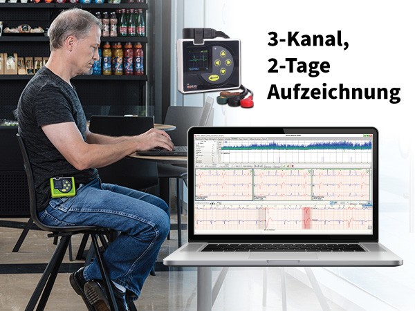 Digitaler 3-Kanal, 2-Tage Langzeit-EKG Recorder